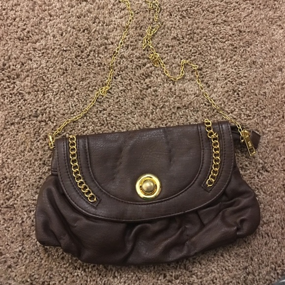 Brown bag with gold chain