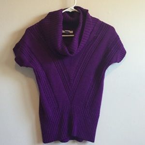 Purple cowl neck short sleeve knit