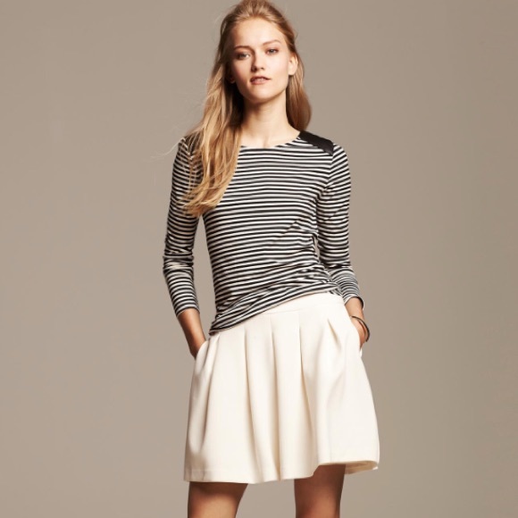 Banana Republic Tops - BANANA REPUBLIC  VEGAN LEATHER SHOULDERS TOP