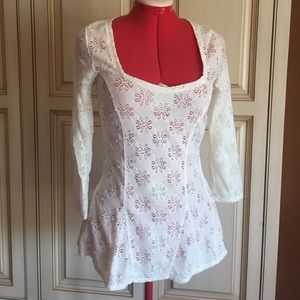 Free people eyelet 3/4 sleeve blouse