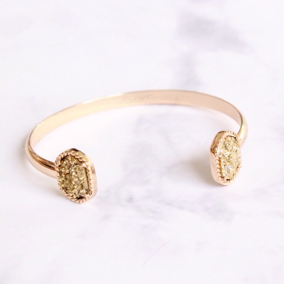 Jewelry | Gold Druzy gold open bangle - Picture 2 of 4
