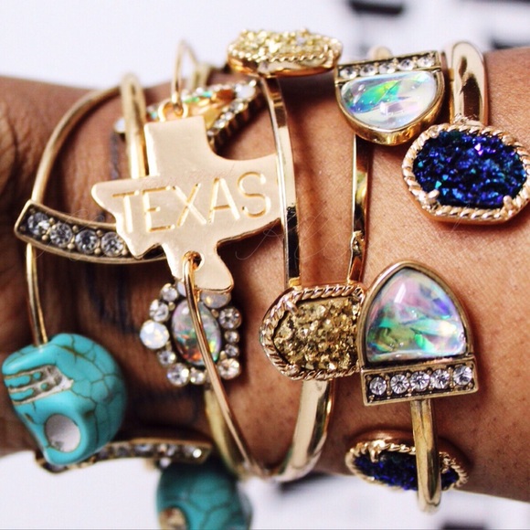 Jewelry | Gold Druzy gold open bangle - Picture 4 of 4