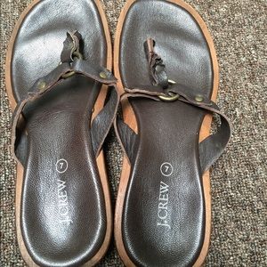 J.Crew leather & wood sandals size 7