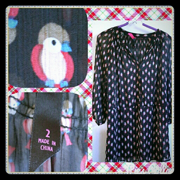 Adorable bird print blouse, $5.00!