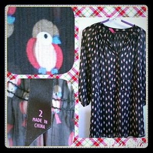 Adorable bird print blouse, $5.00!