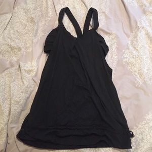 Black lulu tank with built in sports bra