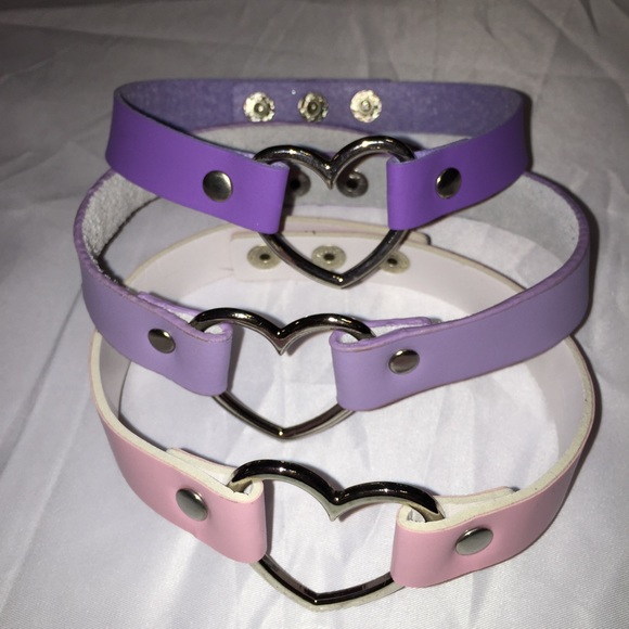"Purple Princess" 3 pack Heart Collar Choker Set!