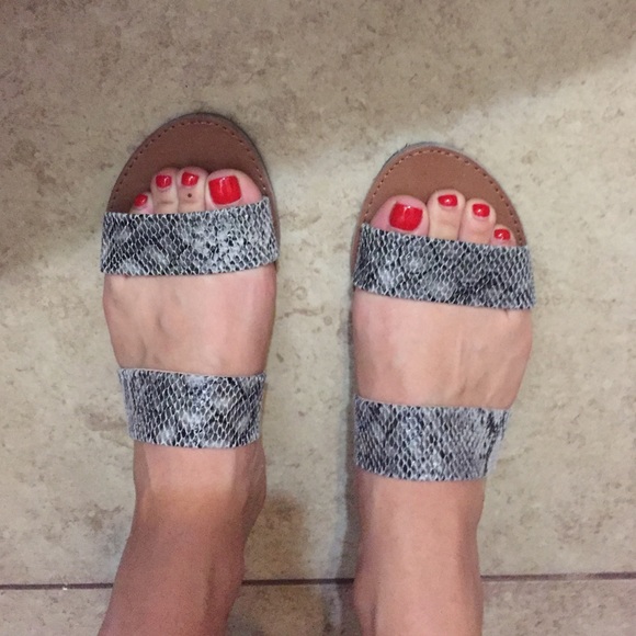 Snake skin slide in sandals