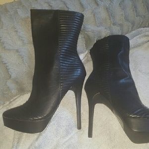 Black leather ankle booties