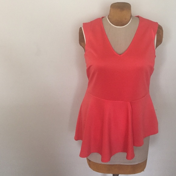 Coral Peplum Cap Sleeve