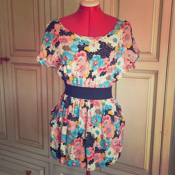 Flower print multicolor mini sundress