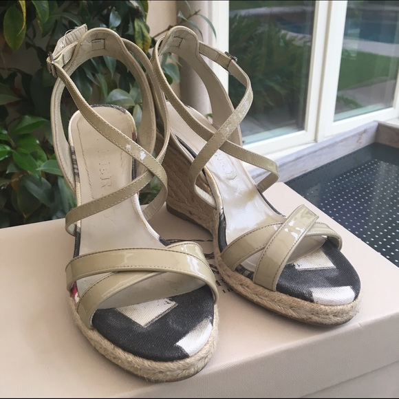 Burberry Beige Summer Canvas Espadrille Wedges