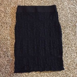 Black lace pencil skirt