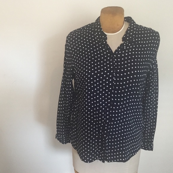 Navy Polka Dot Button Down