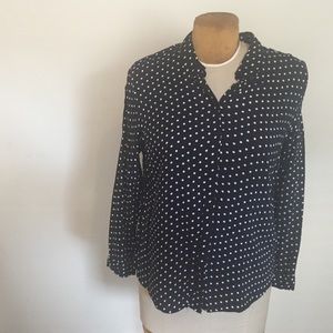 Navy Polka Dot Button Down