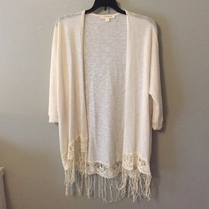 Cream fringed cardigan