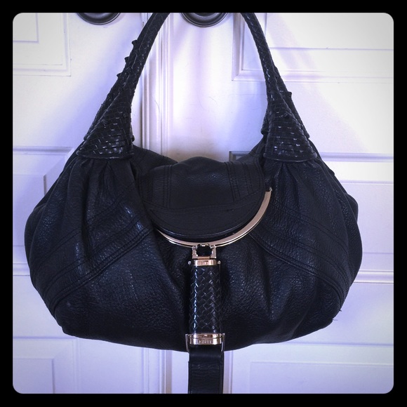 Beautiful Authentic FENDI black leather Spy Bag