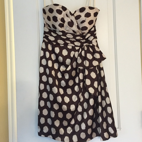 Max and Cleo Strapless polka dot dress