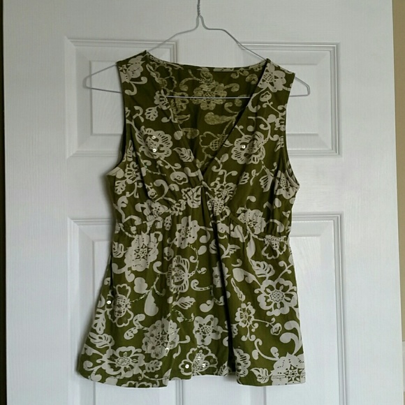 Olive Green printed sleeveless shirt