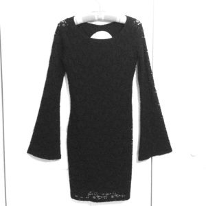 Moda above the knee black lace dress.