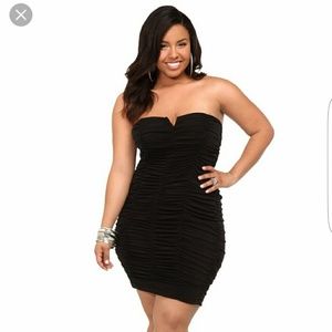 Torrid Black Strapless  Ruched Dress