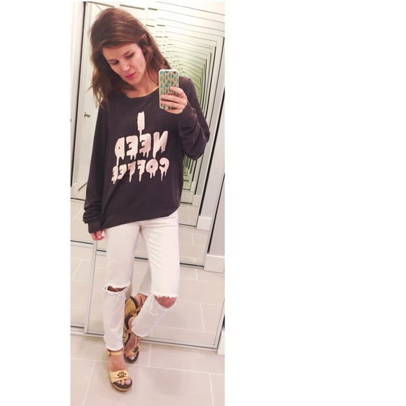 Wildfox Tops - ➡️Wildfox I Need Coffee Baggy Beach Jumper in Gray