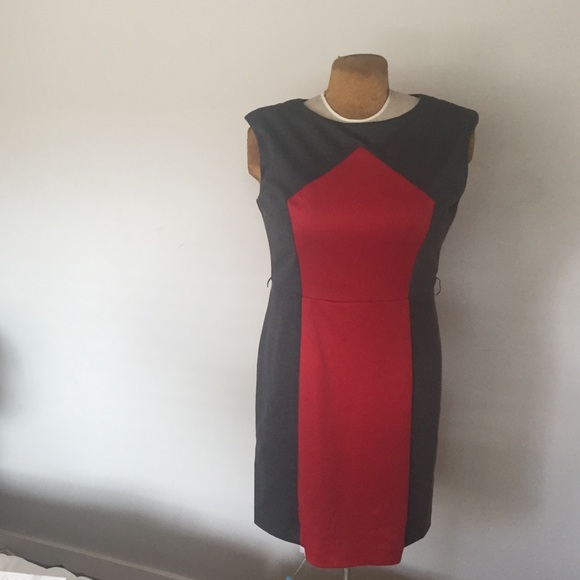 Red/Grey Color Block Pencil Dress
