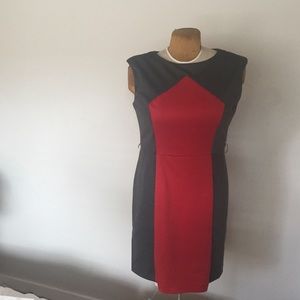 Red/Grey Color Block Pencil Dress