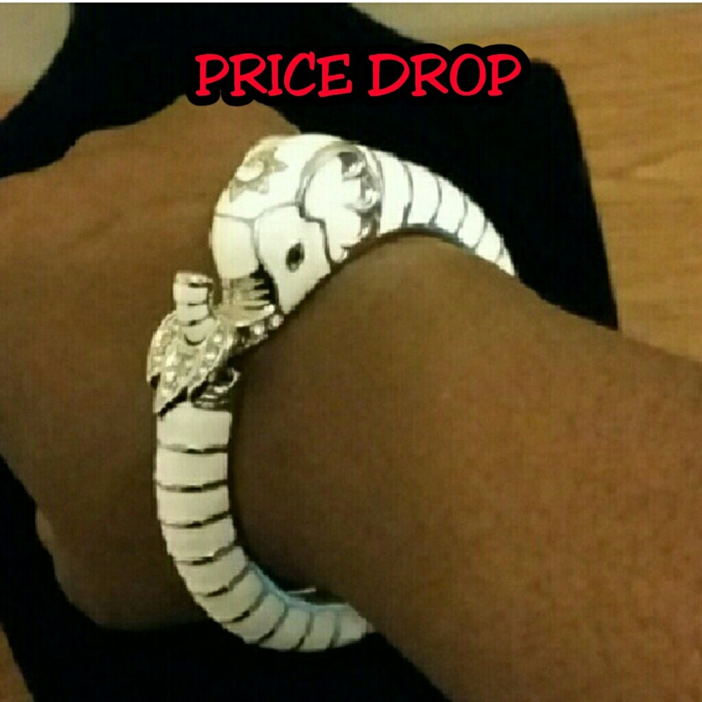 PRICE DROP -NEW White and Silver Elephant Bracelet