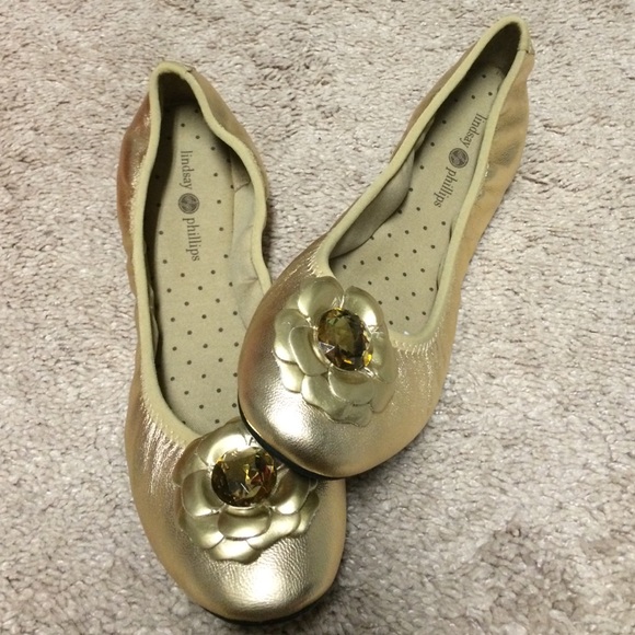 New in box gold ballet flats