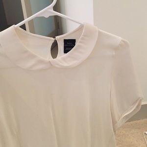 Zara Peter Pan collar short sleeve white top