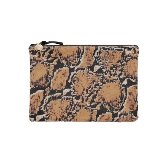 Clare V Snake Print Hair Flat Clutch