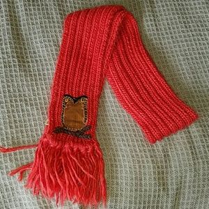 Red knit owl scarf