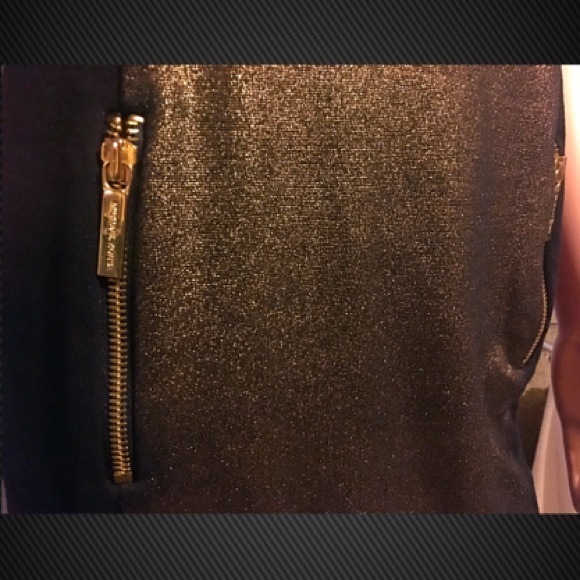 Michael Kors Glittery Gold Zipper Pocket Dress - Picture 3 of 3