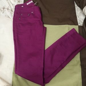 Skinny hot pink jeans