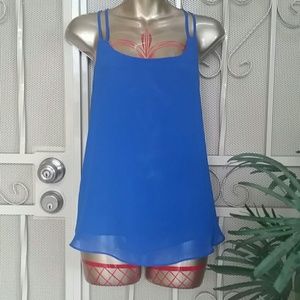 Royal blue silky strappy tank blouse Royal blue silky strappy tank blouse