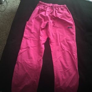 Drawstring hot pink scrub pants