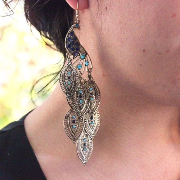 Forever 21 Jewelry - Forever 21 Peacock Chandelier Earrings