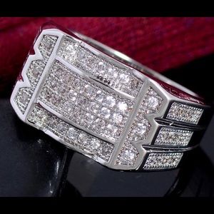 Male Sterling Silver 925 Crystal Ring-RE-STOCKED