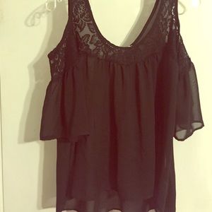 Black cut sleeve shear shirt