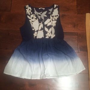 Anthropologie blue flowered peplum top