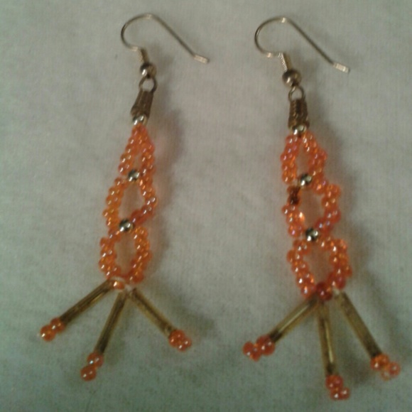 Orange & Gold Colored Earrings.