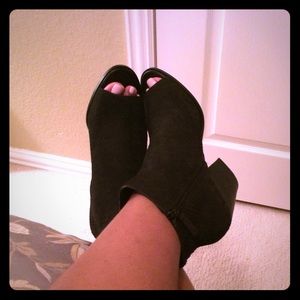 Cole Haan Booties- Black Suede Snake Texture