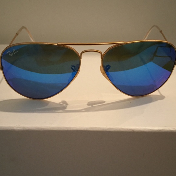 Ray-Bam Aviator RB3025 Gold with Blue Mirror Lens - Picture 4 of 4