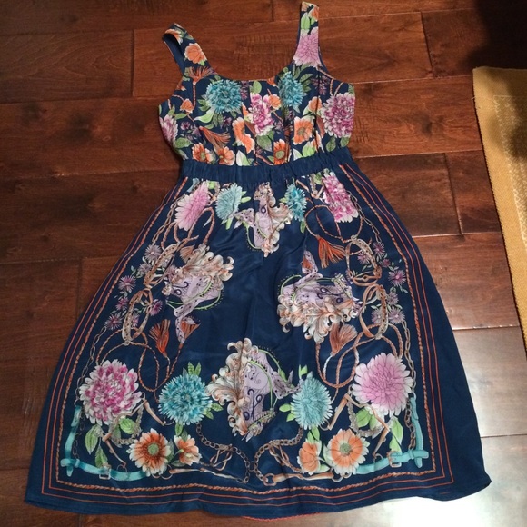 Anthropologie Moulinette Soeurs blue silk dress