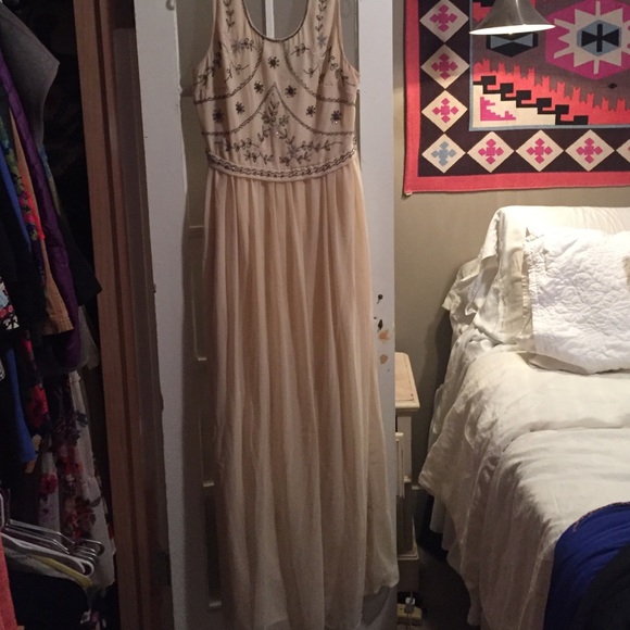 ASOS Cream Jeweled Maxi Bridesmaid Dress