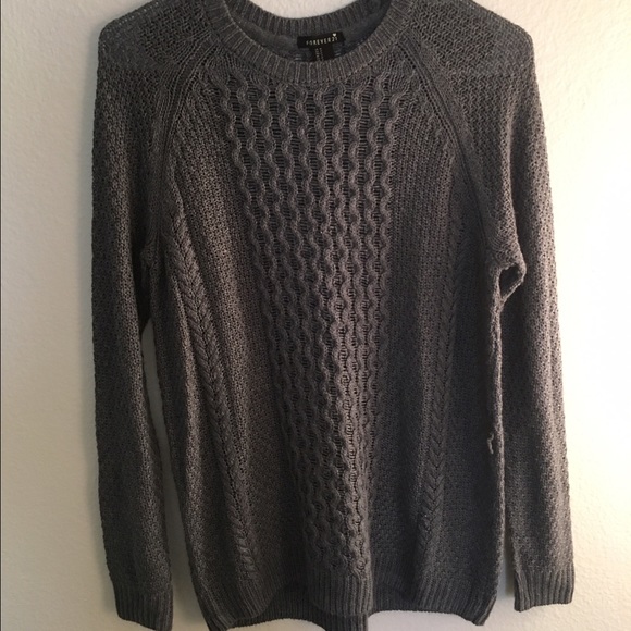 Grey Cable Knit Sweater