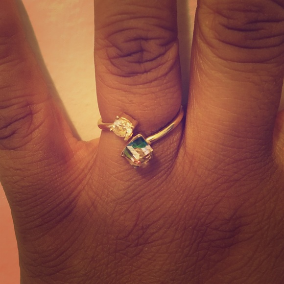 Rainbow cube and rhinestone ring