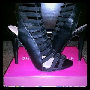 Black strappy heels