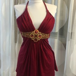 Dark red & gold halter top ❤️💛